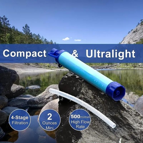 Filtro de agua de paja portátil para exteriores - Purificador personal de emergencia para camping - Imagen 12 de 25
