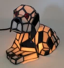 Vintage Tiffany Style Stained Glass Black White Dog Puppy Lamp - Tested