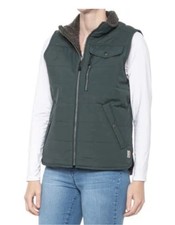 Carhartt Quilted Dark Green Sherpa-Lined Vest utility size Medium Reversible