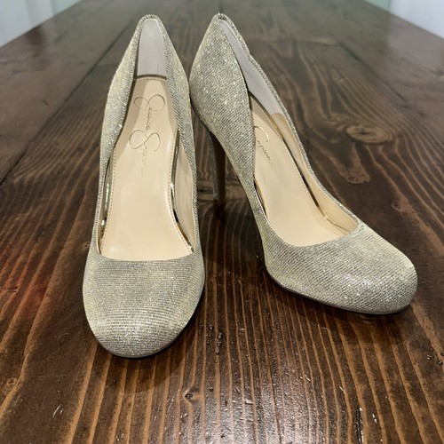 Jessica Simpson Stiletto Pumps Women’s 9M Glitter High Heels Silver - Picture 1 of 7
