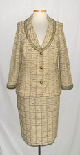 St John Couture 2pc Shimmer Tweed w/Beaded Trim Blazer Jacket Skirt Suit M/10