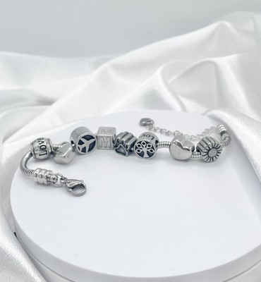 Linx Adjustable Snake Chain Charm Bracelet With Charms