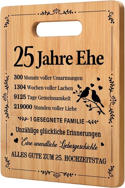 Bambus-Schneidebrett Silberhochzeit Romantisches Geschenk 25. Hochzeitstag-image