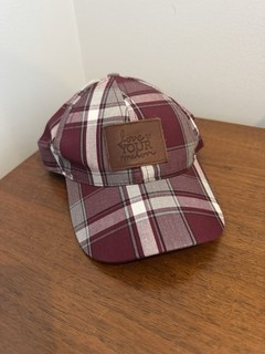 Cappello da baseball donna Love Your Melon grigio bordeaux a quadri regolabile
