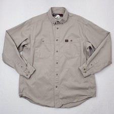 Wrangler Riggs Workwear Shirt Mens XL Khaki Button Down Twill Double Pocket