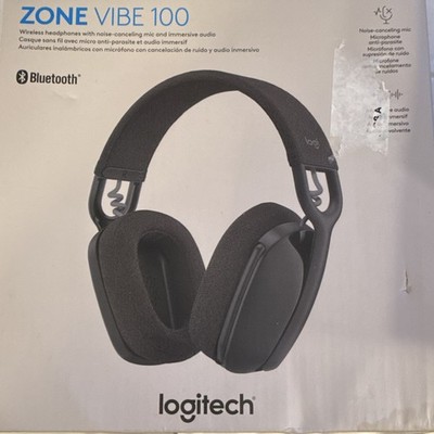 Logitech Zone Vibe 100 Bluetooth Over-Ear Headset Noise-Canceling Mic Black