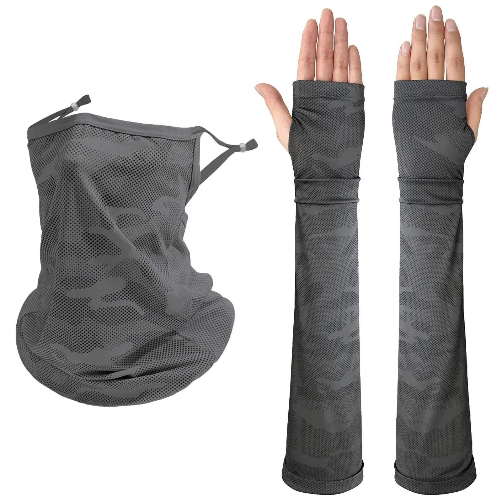 Dark Grey UV Sun Protection Arm Sleeves for Men Women Teenager, Ice Silk Cool...