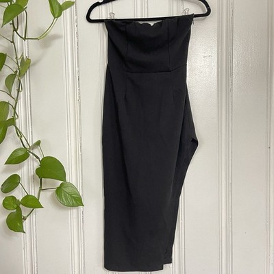 Fashion Nova Women s Black Bodycon Tube Sleeveless Open Leg Mid Dress Size M