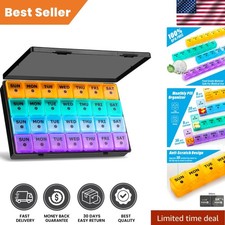 Portable XL Monthly Pill Dispenser - 28 Compartments for Vitamins Fish Oil