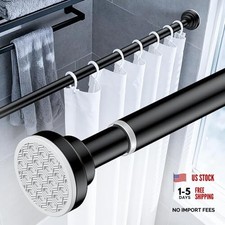 Curtain Rods No Drilling,82-204cm 32"-80" Adjustable Shower Curtain Black