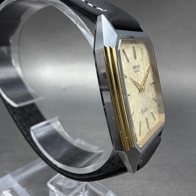 Seiko Dolce Tank Watch Men 28mm Champagne Dial Two Tone 6030-5390