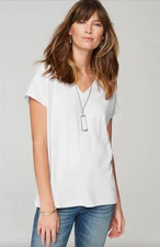 J.Jill ~ L  ~ NEW Luxe Supima® Pleat-Back Tee ~ White ~ NWT (2W7)