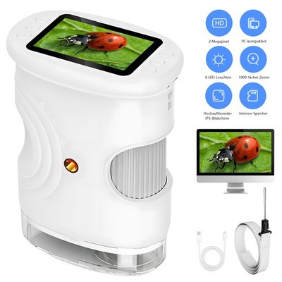 1000X Digitales Mikroskop Microscope 2MP Handmikroskop 1080P Portable für Schule
