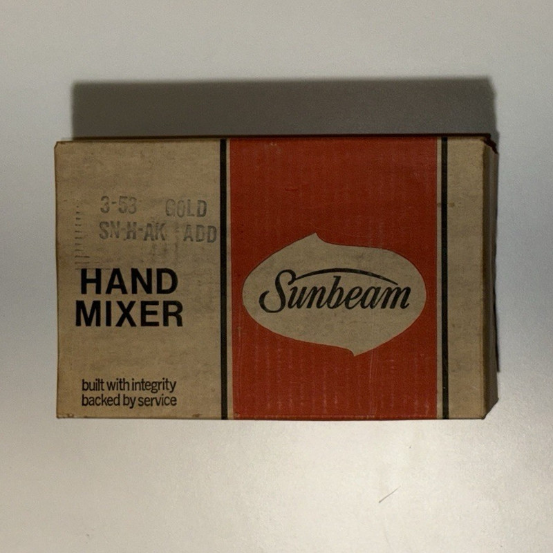 VINTAGE UNOPENED Sunbeam Hand Mixer Model 3-53 5-Speed Gold NOS Original Box