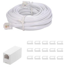 20 Feet Long Telephone Extension Cord Phone Cable Line Wire, with Standard RJ11
