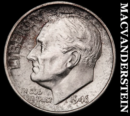 1946-D Silver Roosevelt Dime - Choice Gem Brilliant Unc  Lustrous  #G7749
