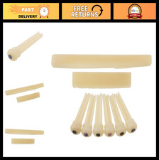 Unbleached Acoustic Guitar Bone Nut Saddle 6pcs Bridge Pins W/Abalone Shell