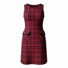 Tommy Hilfiger Red Plaid Sleeveless Sheath Dress With Pockets Women’s Size 8