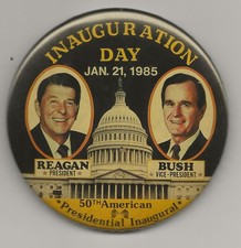 Ronald Reagan George Bush January 1985 Inauguration Day Pin Pinback Button