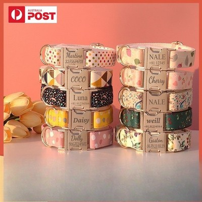 Multicolor Dog Collar with Metal Buckle   Custom Laser Engraved ID, Polyester
