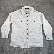 ZESICA Women s Quilted Casual Shacket Jacket Button Down Size Medium, White