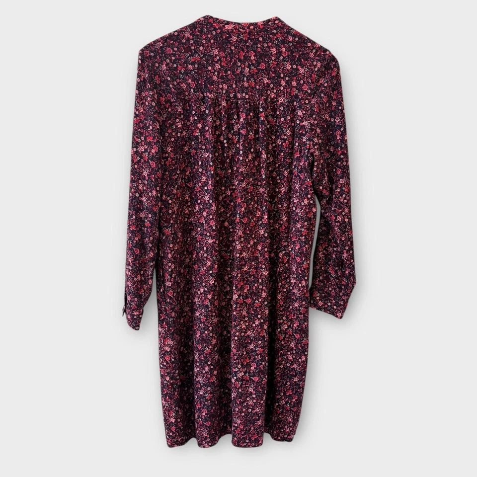 Lands End Womens Ditsy Floral Midi Dress Size 12 Pintuck Split Neck Cottage - Image 3 of 4