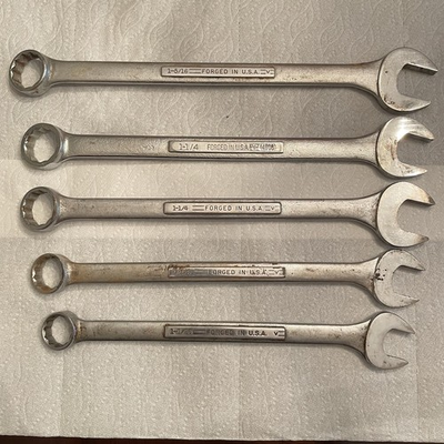 #ad Lot of 5 Vintage Craftsman U.S.A. Jumbo Wrenches V Series 1 1 16quot; to 1 5 16quot; $75.00