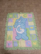 Vintage Care Bears Bedtime Bear Patchwork Baby Blanket Toddler Quilt 39x32