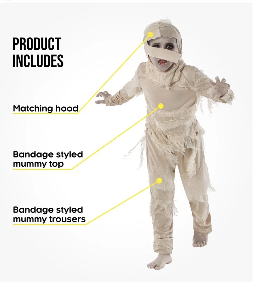 Disfraz de momia para niños niños y niñas - talla 10/12 Foto 4 de 4