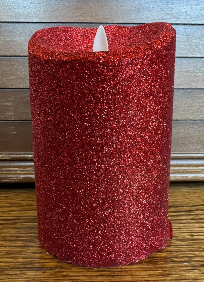 Vela Luminara Rojo Brillo Sin Llama Vacaciones de Navidad 5.5x3.5" LEER Foto 3 de 4