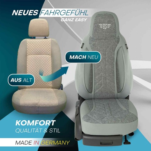 Fundas de asiento de autocaravana piloto adecuadas para Fiat Ducato Maxi (gris) - Imagen 6 de 13
