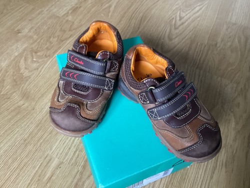 Clarks, kids shoes, long iron pre, Brown combi lea, size uk 8 G, eur 25 1/2
