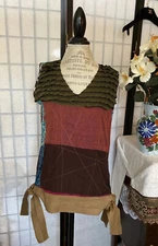 City Pent-Nandan Das Women Estimated M Boho Tie Side Mix Media Blouse 40.5 Bust