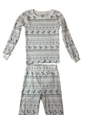 Petit Lem Kids Holiday Pajama Set Winter Reindeer Snowflake Pattern Sz 6