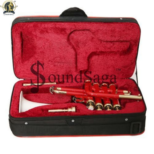 SOUND SAGA Piccolo Trumpet Bb Pitch With Mouthpiece & carry case (White Red) - Picture 4 of 4