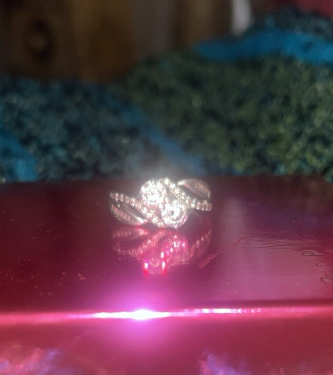 Preowned Untested Silver Diamond Ring Stamped SUN… - image 12