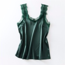 Women Lace Satin Vest Camisole Tank Tops Chemise Faux Silk Sleeveless Shirt