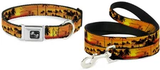Buckle Down Seatbelt Dog Collar or Leash SUMMER BEACH GOLDEN SUNSET S M L - USA