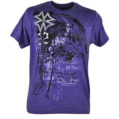 Route 66 Ornate Graphic Heather Purple Fashion Adult Men Tshirt