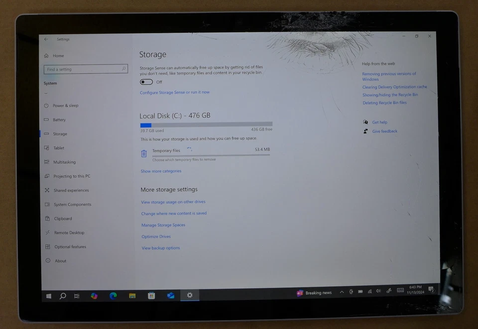 Microsoft Surface Pro 6, 12.3", Platinum, (i7-8650U, 16GB, 512GB)- Broken Screen - Image 3 of 4