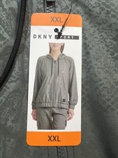 DKNY Sport Women's 2 Piece Windbreaker Jogger Set Green with Pockets Soft Sz XXL