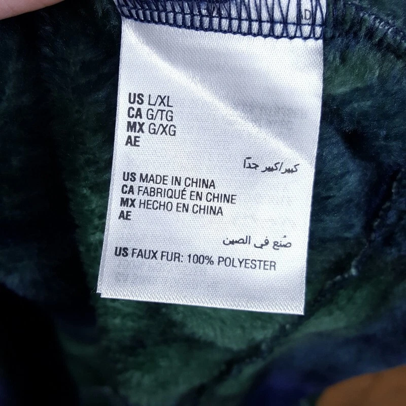 CLUB ROOM Bata Para Hombres L XL Azul Verde Tartán Cuadros Felpa Vellón Acogedora con Cinturón Foto 4 de 4