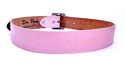 Dos Flores Vintage Embossed Pink Leather Plain Belt. Size 32  display picture 1