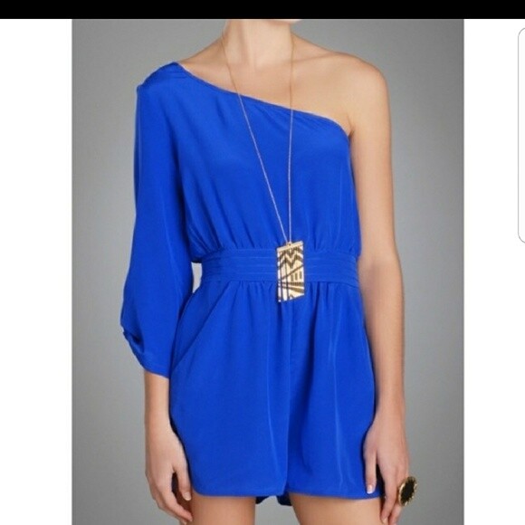 Charlie Jade Silk One Shoulder Jumpsuit/Romper Royal/Cobalt Blue