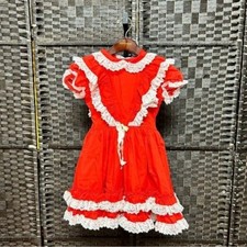 Vintage Betty Oden Girl Dress Size 7 Fire Engine Red Pageant Frilly Lace