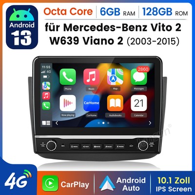 Für Mercedes-Benz Viano W639 2004-2014 Navi 6GB+128GB Android 13 Autoradio GPS