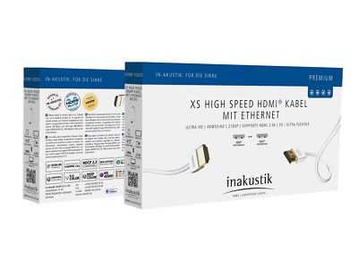 inakustik Premium XS High Speed HDMI Kabel Ethernet 2.2 4K 2.0b Ultra HD 0,75m 