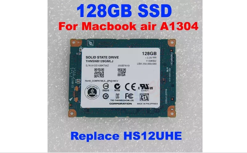 THNSNC128GMLJ 128GB SSD REPLACE HS12UHE FOR APPLE MACBOOK AIR 2008 Later A1304 - Image 3 of 4