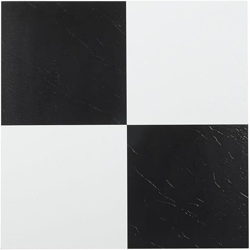 NEW Tivoli 12"x12" Black/White Peel Stick Self Adhesive Vinyl Floor Tiles (45pc) - Foto 1 di 6