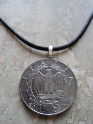 Halskette Münze Italien 2 Lire Kaiserreich